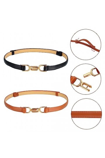 SINRAD Ceinture Fine élégante,Ceinture en Cuir Fin Pour Femme,2 Pièces Ceinture Avec boucle en Métal,Ceinture fine pour robes