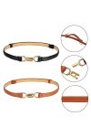 SINRAD Ceinture Fine élégante,Ceinture en Cuir Fin Pour Femme,2 Pièces Ceinture Avec boucle en Métal,Ceinture fine pour robes