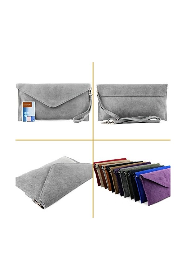 modamoda de - T106 – ITAL Clutch Sac de soirée en daim, Camel2, Small