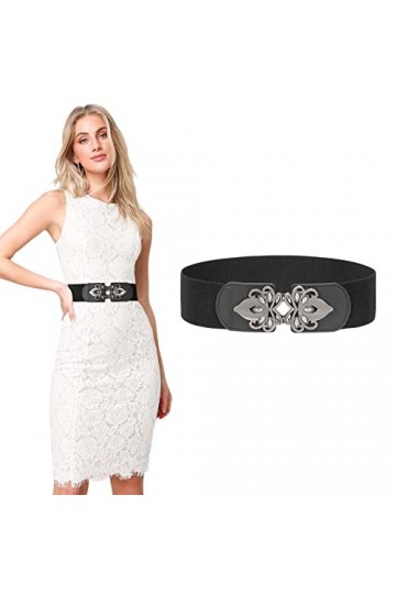 LEACOOLKEY Ceinture de corset large élastique pour costume dHalloween - Ceinture à lacets pour robes, I-Noir., M:Passt Taill