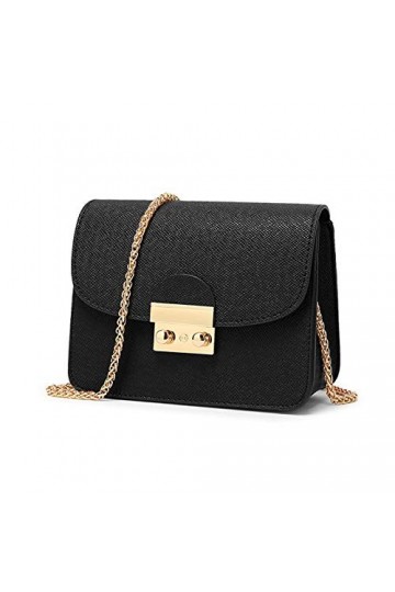 VINBAGGE Petit Sac à bandoulière pour femme en cuir PU Sac Porté épaule Clutch Sac de messager pour fête mariage Noir