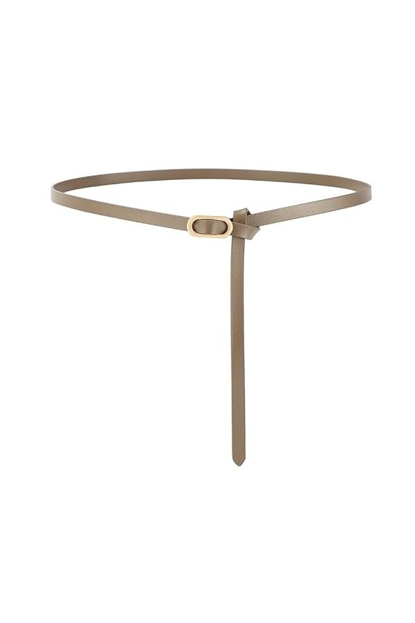 GIMIRO Ceinture femme [1cm x 108cm] ceinture en cuir geniune ceinture étroite réglable ceinture robe Etoup Gray 