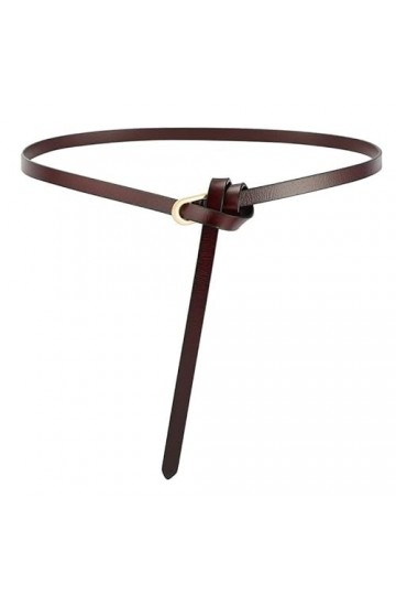 GIMIRO Ceinture femme [1cm x 108cm] ceinture en cuir geniune ceinture étroite réglable ceinture robe Coffee 