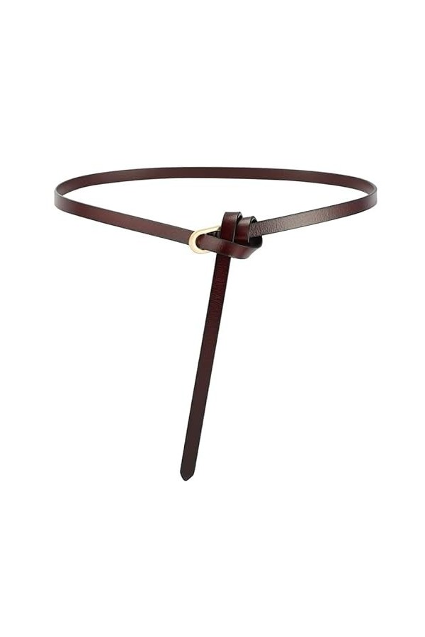 GIMIRO Ceinture femme [1cm x 108cm] ceinture en cuir geniune ceinture étroite réglable ceinture robe Coffee 