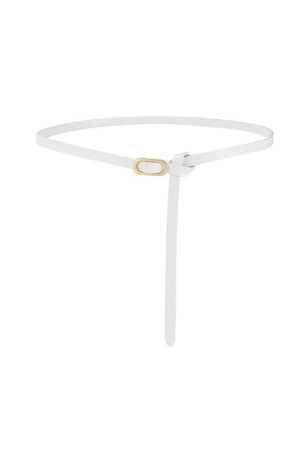 GIMIRO Ceinture femme [1cm x 108cm] ceinture en cuir geniune ceinture étroite réglable ceinture robe White 