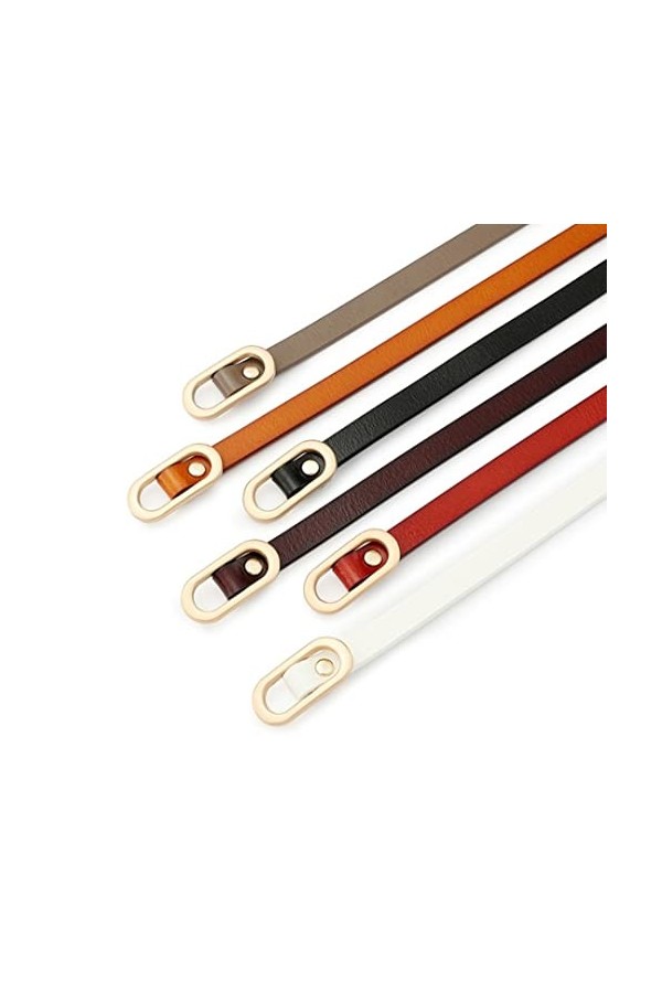GIMIRO Ceinture femme [1cm x 108cm] ceinture en cuir geniune ceinture étroite réglable ceinture robe White 