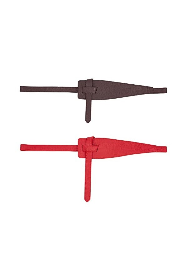 GORGECRAFT 2 pièces Imitation Cuir Chaîne Ceintures Femmes Ceinture Robe Attacher Un Noeud Pas de Boucle Taille Ceinture pour