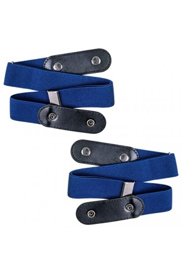 Lot de 2 ceintures élastiques sans boucle, réglables pour un tour de taille de 60 à 120 cm, bleu, pour femme, ceinture pour h