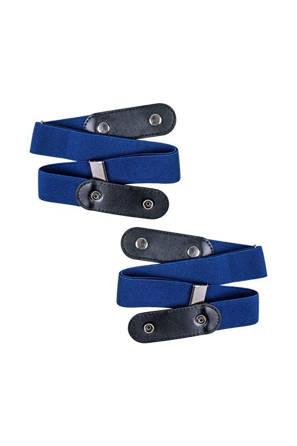 Lot de 2 ceintures élastiques sans boucle, réglables pour un tour de taille de 60 à 120 cm, bleu, pour femme, ceinture pour h
