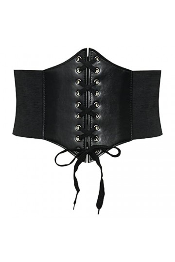 LICHUANUK Corset à lacets pour femmes élastique large bande attachée ceinture de taille Waspie harnais de hanche Convient pou