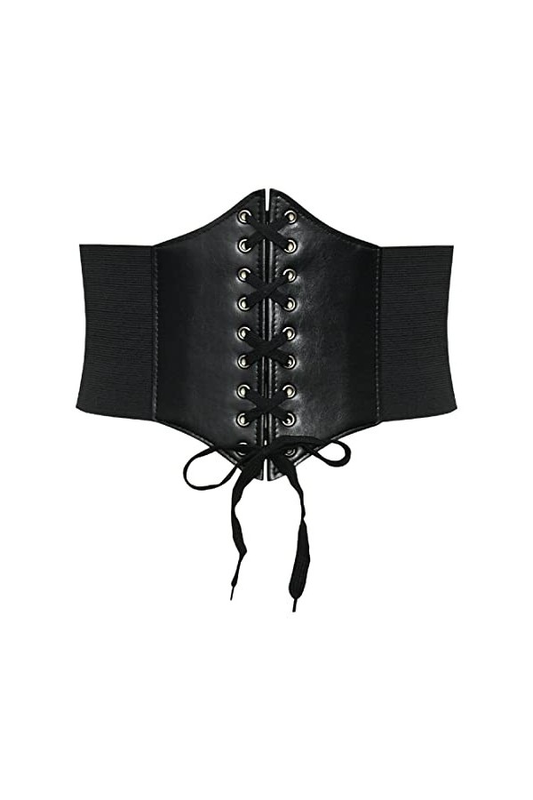LICHUANUK Corset à lacets pour femmes élastique large bande attachée ceinture de taille Waspie harnais de hanche Convient pou