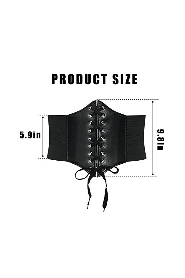 LICHUANUK Corset à lacets pour femmes élastique large bande attachée ceinture de taille Waspie harnais de hanche Convient pou