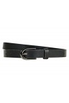 Ceinture en cuir pour femme 2 cm RDS-01, Noir , 115 cm Gesamtlänge 130 cm 