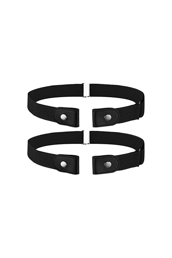 Clyhon 2 Pièces Ceinture Extensible Sans Boucle Ceinture sans Boucle Ceinture Élastique Invisible Unisexe pour Jeans Pantalon