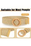 SATINIOR Ceinture en Paille Élastique Tissée Tricotée Tressées Boho avec Boucle, Marron