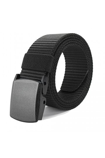 Bansga Ceintures en Toile de Nylon Pour Hommes et Femmes, Ceintures en Tissu Qui Peuvent être Ajustées Librement A-Noir YKK 