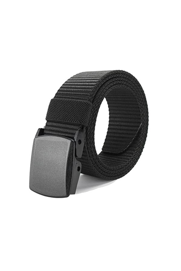 Bansga Ceintures en Toile de Nylon Pour Hommes et Femmes, Ceintures en Tissu Qui Peuvent être Ajustées Librement A-Noir YKK 