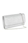 Tolenre Sac de Soirée Pochette, Sac de Soirée Argent Paillettes Chaîne Sac élégant Enveloppe Sac Parti Sac à Bandoulière pour