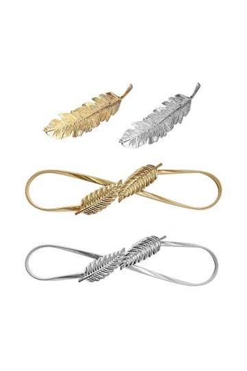 Lot de 2 ceintures élastiques en forme de feuille&nbsp;. avec 2&nbsp;épingles à cheveux, ceinture en métal, ceinture de robe, accessoir