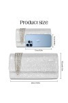 Tolenre Sac de Soirée Pochette, Sac de Soirée Argent Paillettes Chaîne Sac élégant Enveloppe Sac Parti Sac à Bandoulière pour