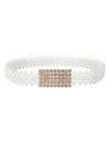 JK Home 3.2cm de Large Ceinture Perle Blanche Elastique sans Aiguille pour Robe de Mariée Elégant Rectangle