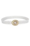 JK Home 3.2cm de Large Ceinture Perle Blanche Elastique sans Aiguille pour Robe de Mariée Elégant Rectangle