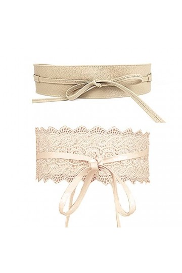 Jurxy 2 Packs Bowknot Femmes Ceinture large bande de ceinture Ceinture femme noeud papillon Faux cuir Obi Style Ceintures Boh