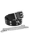 DECARETA Ceinture Punk Rivet en PU avec Chaîne Ceinture Homme Femme Double Trou 110 cm Ceinture à Oeillets pour Pantalons Vêt
