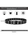 DECARETA Ceinture Punk Rivet en PU avec Chaîne Ceinture Homme Femme Double Trou 110 cm Ceinture à Oeillets pour Pantalons Vêt