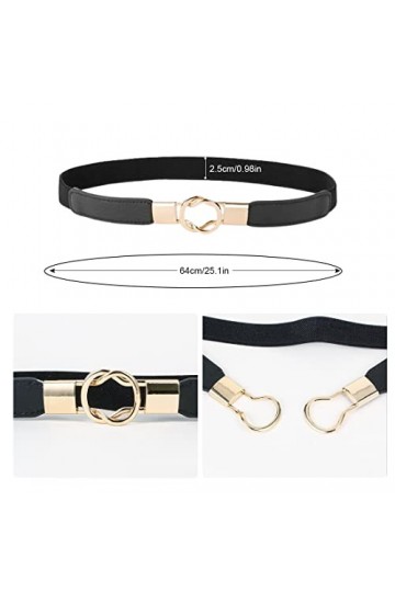 Lot De 2 Ceintures Élastiques Pour Femme, Ceintures Fines Élégantes Ceintures Élastiques Vintage Avec Boucle En Métal, Style 
