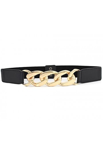 Femmes Ceinture Élastique Chaîne en Métal Bande de Taille Robe Manteau Ceintures Extensibles pour Dames