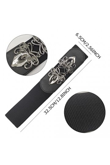 MIVAIUN 2 Pièces Femmes Élastique Ceinture Rétro,65 cm / 25,59 pouces de long, 6,5 CM / 2,56 pouces de large Élastique Boucle