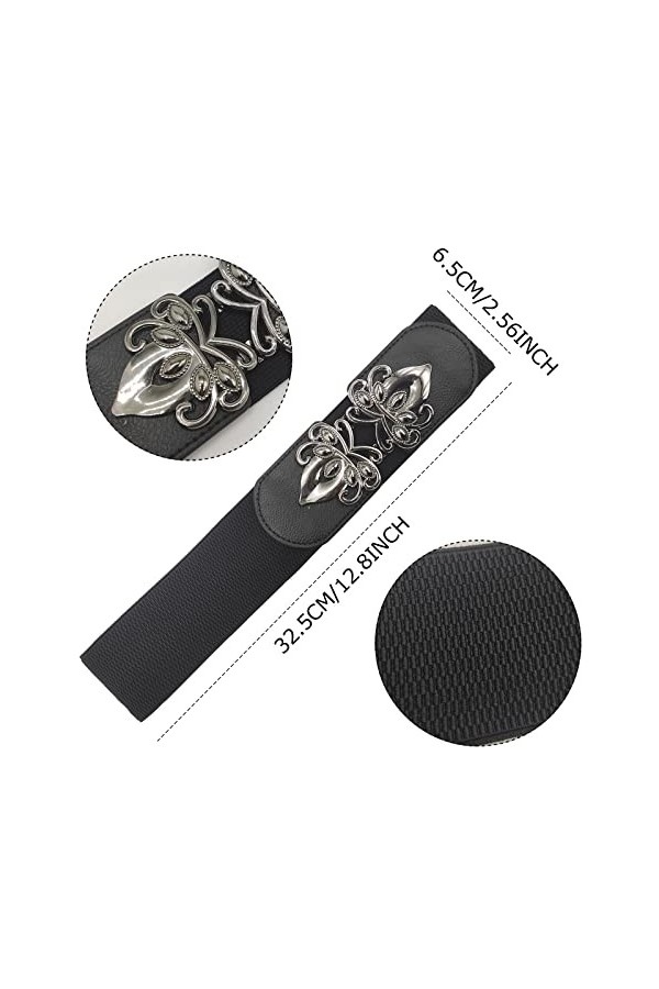 MIVAIUN 2 Pièces Femmes Élastique Ceinture Rétro,65 cm / 25,59 pouces de long, 6,5 CM / 2,56 pouces de large Élastique Boucle
