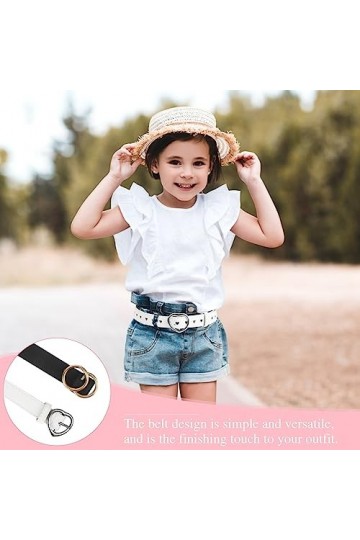 Yuehuabao Ceinture Enfant, 2Pcs Ceinture en Cuir avec 1 Chaîne de Pantalon, Ceinture avec Boucle en Forme de Joint Torique et