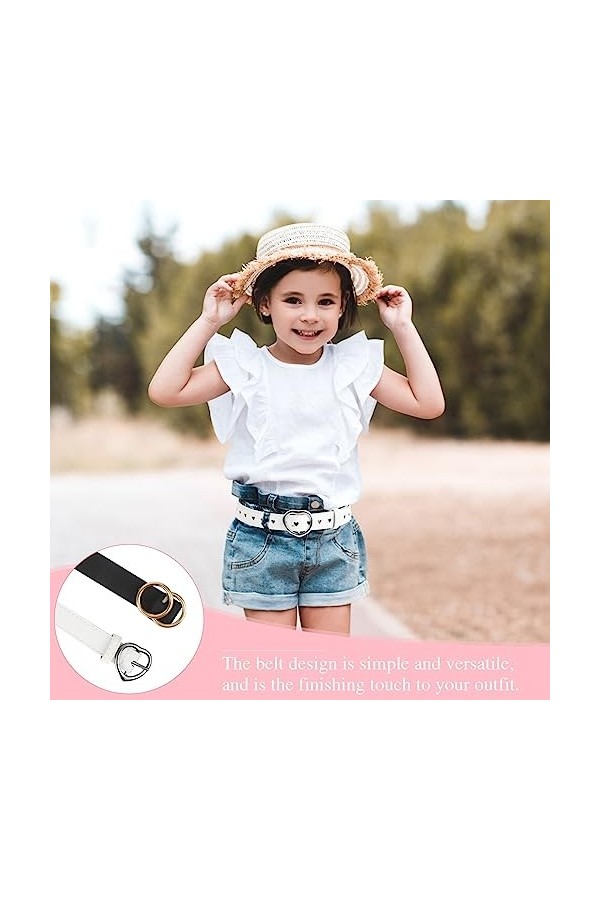 Yuehuabao Ceinture Enfant, 2Pcs Ceinture en Cuir avec 1 Chaîne de Pantalon, Ceinture avec Boucle en Forme de Joint Torique et