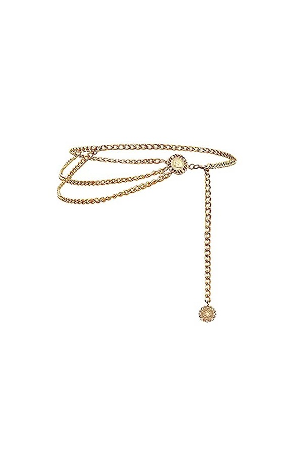 CCAIPU Ceinture pour femme avec pendentif en forme de cœur de pêche - Réglable - En métal tressé - Pour robes, Doré/noir Arg