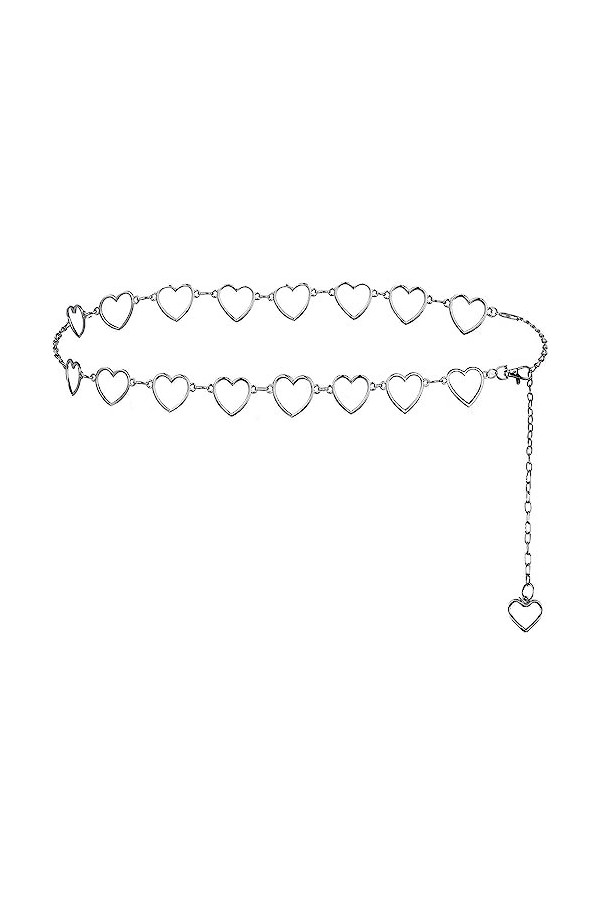 CCAIPU Ceinture pour femme avec pendentif en forme de cœur de pêche - Réglable - En métal tressé - Pour robes, Doré/noir Arg