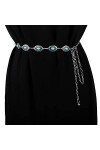 TYEQWT Ceinture en chaîne turquoise, ceinture en métal ajustable, ceinture en métal, chaîne en pierre, ceinture en chaîne pou