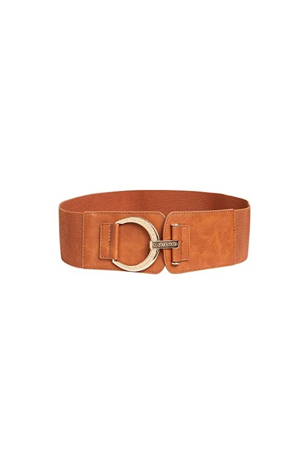 Grain de Malice - Ceinture large élastique femme - Beige camel - Taille 38/40