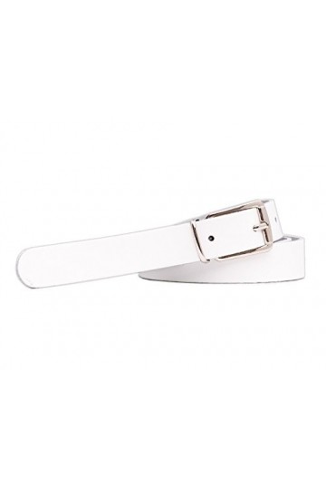 shenky - Ceinture en cuir - fine - largeur 2 cm - blanc - 105cm