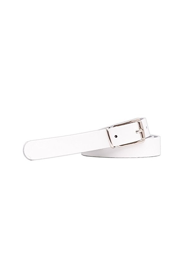 shenky - Ceinture en cuir - fine - largeur 2 cm - blanc - 105cm