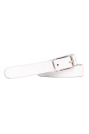 shenky - Ceinture en cuir - fine - largeur 2 cm - blanc - 105cm