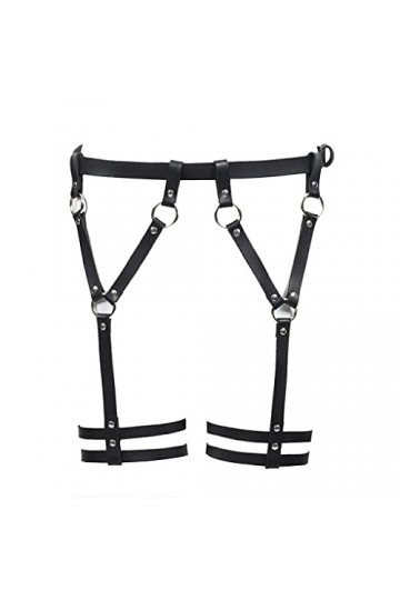 kawehiop Harnais de corps en cuir PU mode Punk Sexy jambe Festival Festival Club Jean ceinture décoration fournitures femmes 