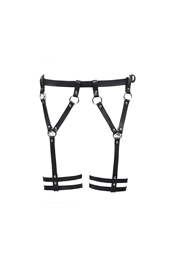 kawehiop Harnais de corps en cuir PU mode Punk Sexy jambe Festival Festival Club Jean ceinture décoration fournitures femmes 