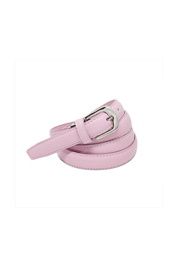 YEHMAN Ceinture femme classique fine 2 cm en croûte de cuir de vachette ajustable 120 cm Rose 