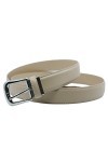YEHMAN Ceinture classique 3 cm en croûte de cuir de vachette ajustable boucle argenté à ardillon 120 cm Beige 