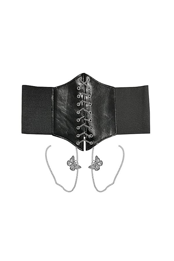 vepoty Femmes Corset Ceinture Élastique Large Taille Ceinture En Cuir À Lacets Ceinture Vintage Ceinture Ceinture pour Costum