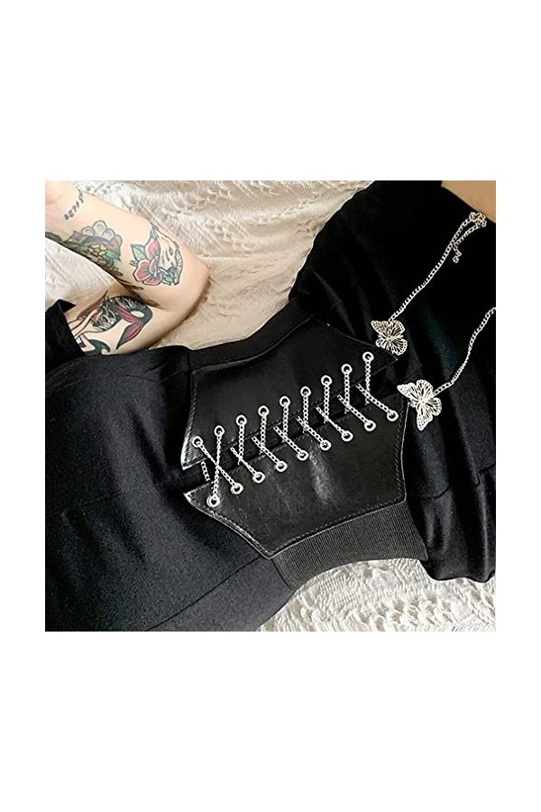 vepoty Femmes Corset Ceinture Élastique Large Taille Ceinture En Cuir À Lacets Ceinture Vintage Ceinture Ceinture pour Costum