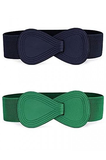 PEJPYMC Ceinture élastique En Similicuir En Forme De 8 Avec Boucle De Verrouillage Pour Dame G,One Size 