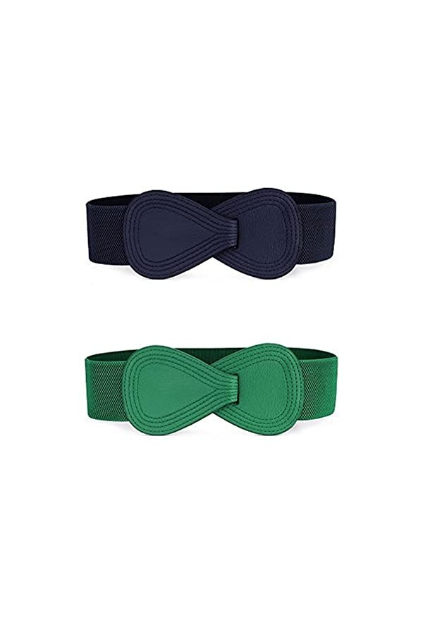 PEJPYMC Ceinture élastique En Similicuir En Forme De 8 Avec Boucle De Verrouillage Pour Dame G,One Size 